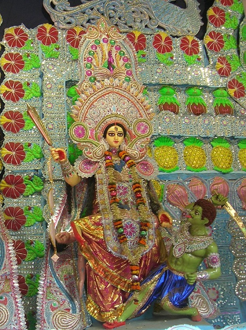 Baglamukhi pulling the tongue of Demon