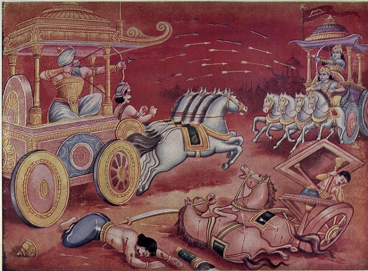 Lord Krishna and Arjuna Fight in Mahabharat