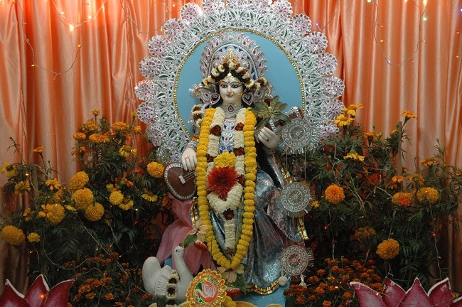 Maa Saraswati Puja Pandal Celebration